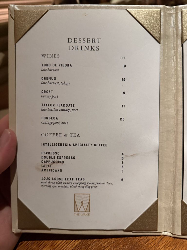 Brilliant Lady The Wake Dessert Drinks Menu (September 2026)