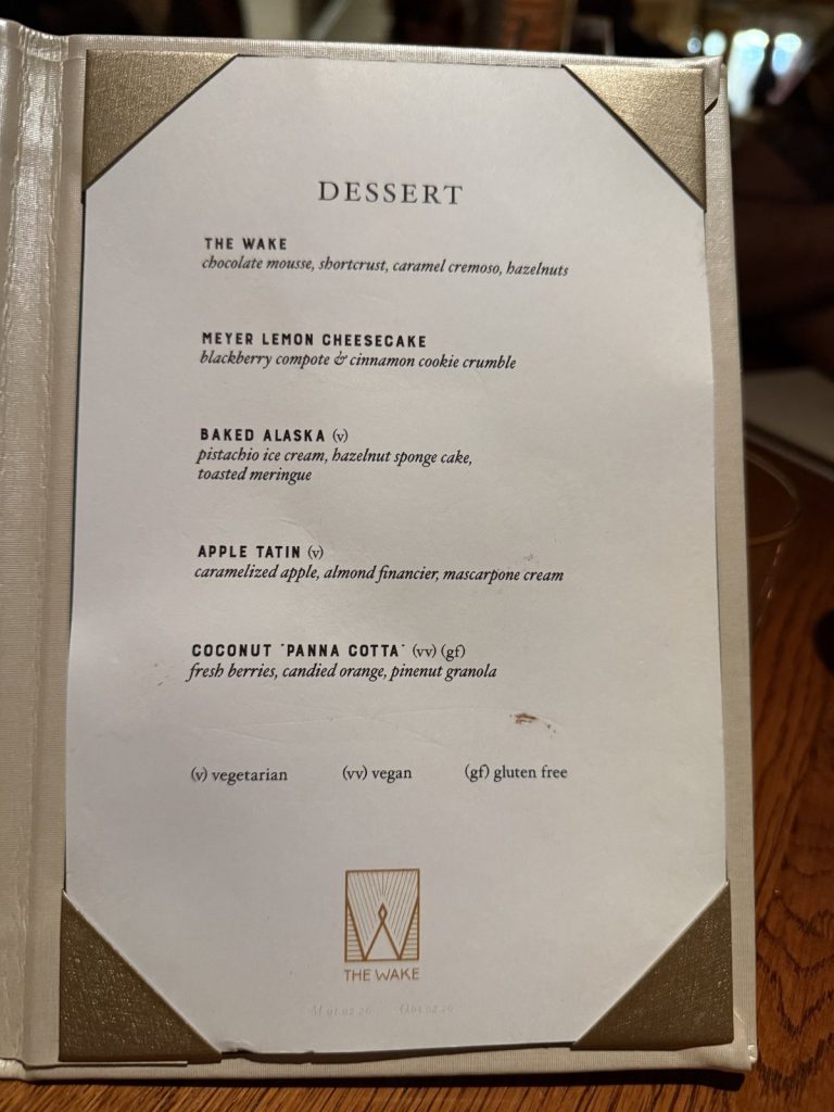 Brilliant Lady The Wake Dessert Menu (September 2026)