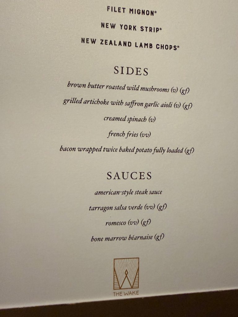 Brilliant Lady The Wake New Dinner Menu Grill Sides Sauces (September 2026)