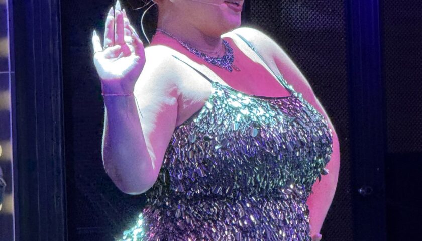 A cabaret performer in sequins on Resilient Lady