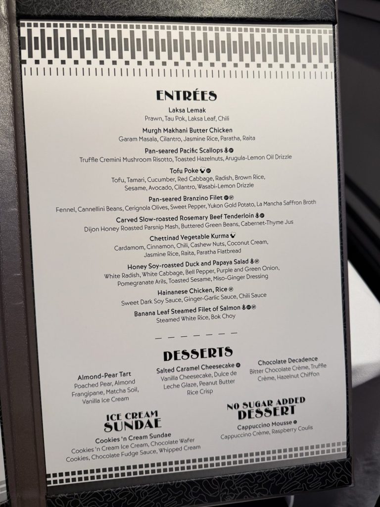 Disney Adventure Animators Table Entrees Desserts Menu (March 2026)