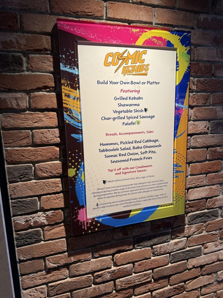 Disney Adventure Cosmic Kebabs Menu Board (March 2026)