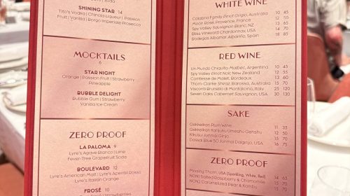 Disney Adventure Hollywood Spotlight Club Drinks Menu Table (March 2026)