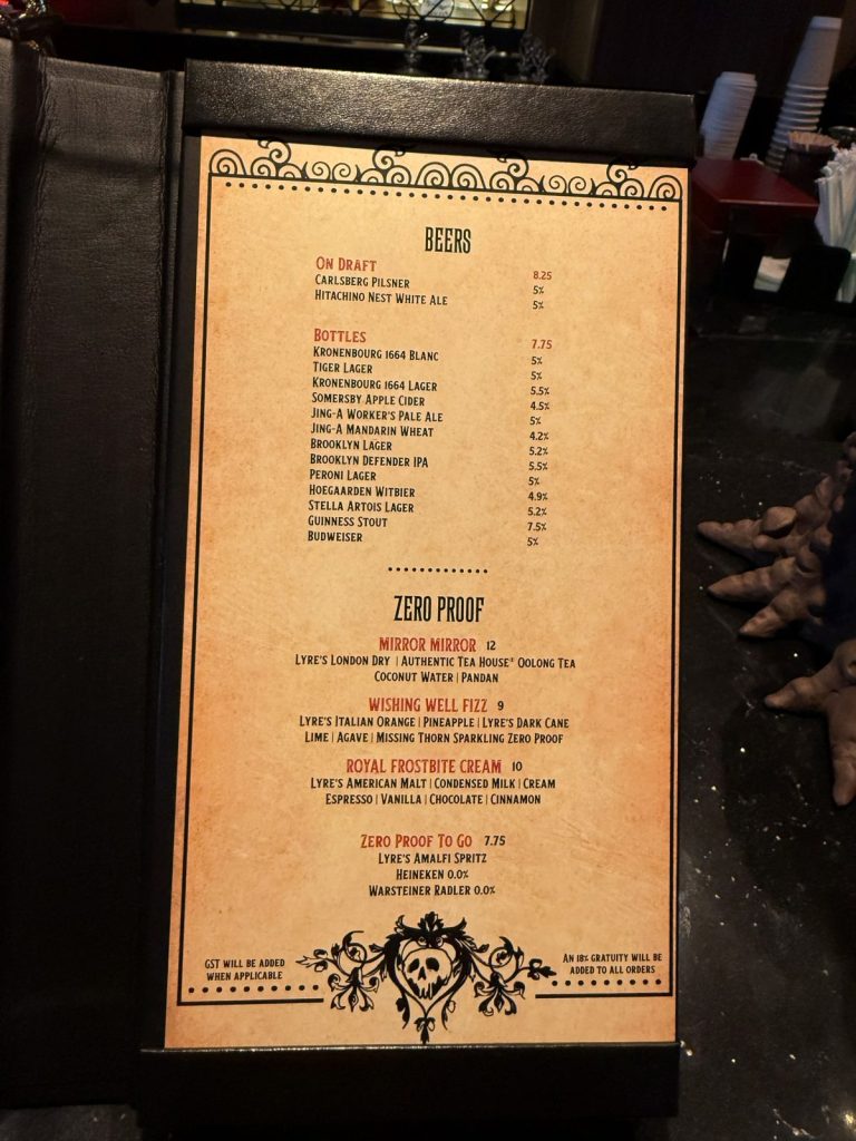 Disney Adventure Spellbound Beer Zero Proof Menu (March 2026)