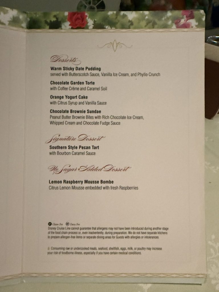 Disney Fantasy Enchanted Garden Desserts 2 (September 2025)