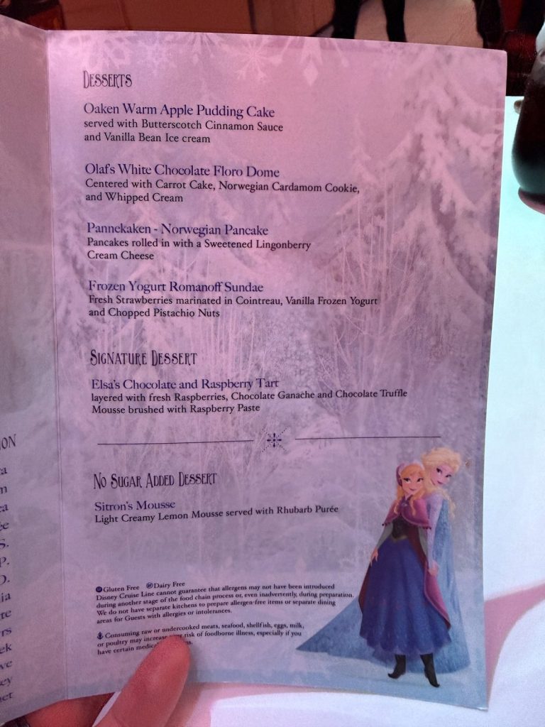 Disney Fantasy Frozen Dinner Desserts 2 (September 2025)