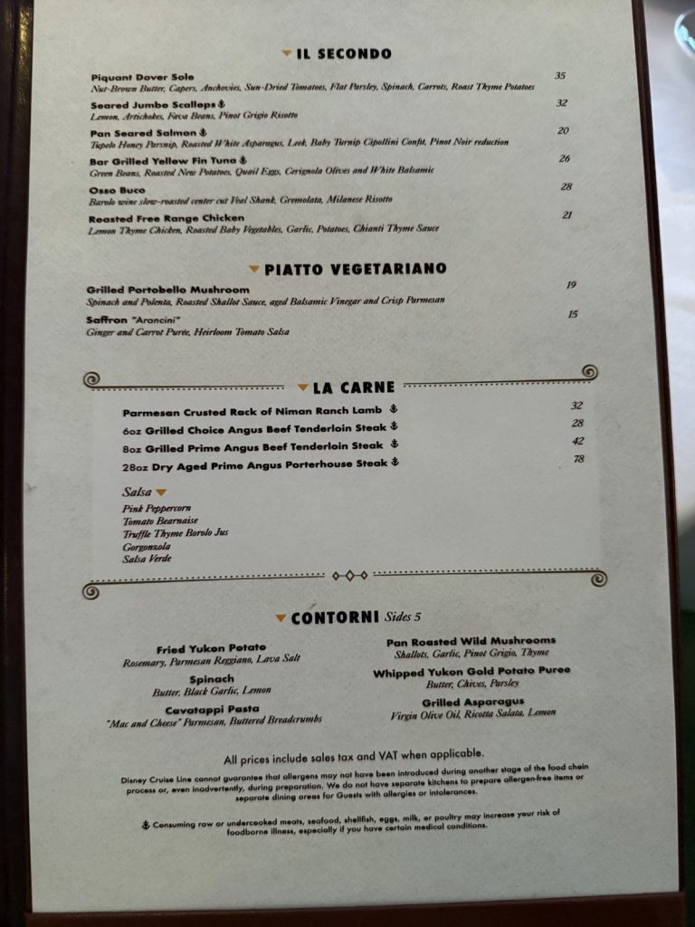Disney Fantasy Palo Dinner 2 (September 2025)
