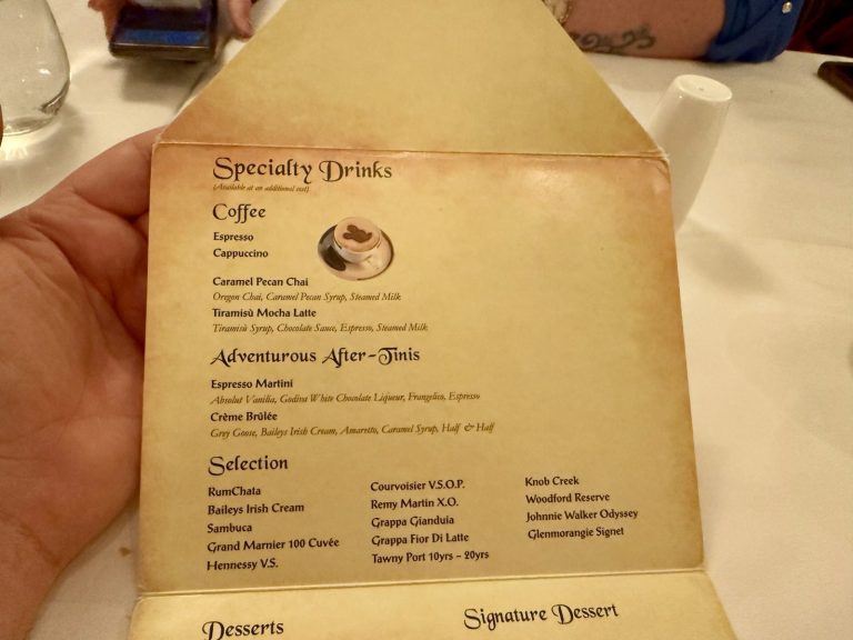 Disney Fantasy Royal Court Dessert Envelope 1 (September 2025)