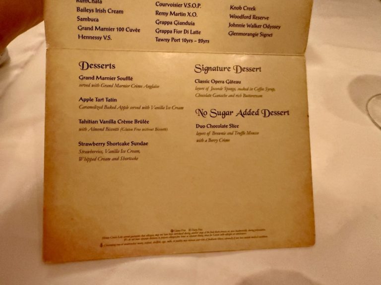 Disney Fantasy Royal Court Dessert Envelope 2 (September 2025)