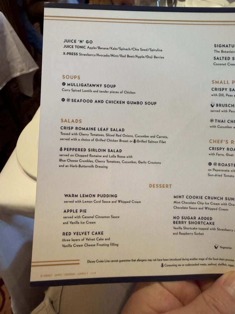 Disney Fantasy Sea Day Lunch 1 (September 2025)