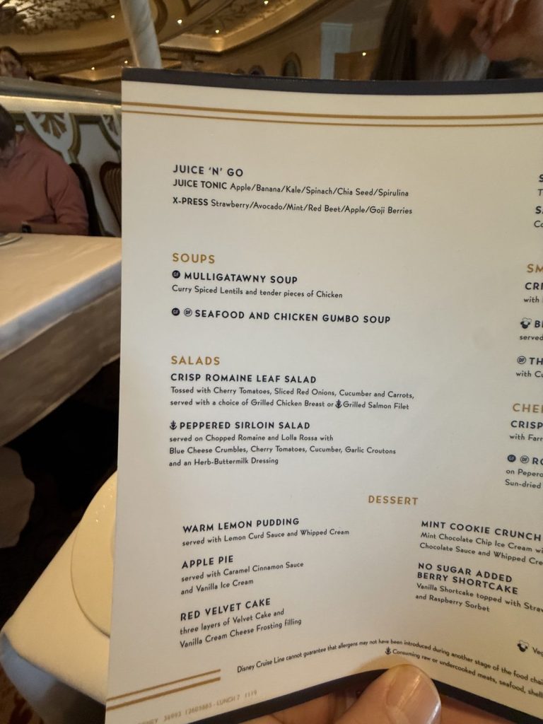 Disney Fantasy Sea Day Lunch 5 (September 2025)