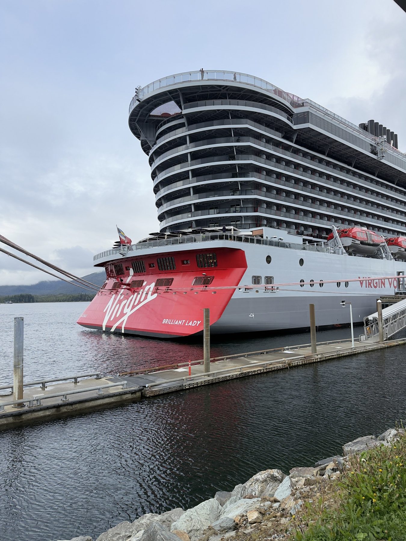 Virgin Voyages Brilliant Lady docked in Ketchikan, Alaska