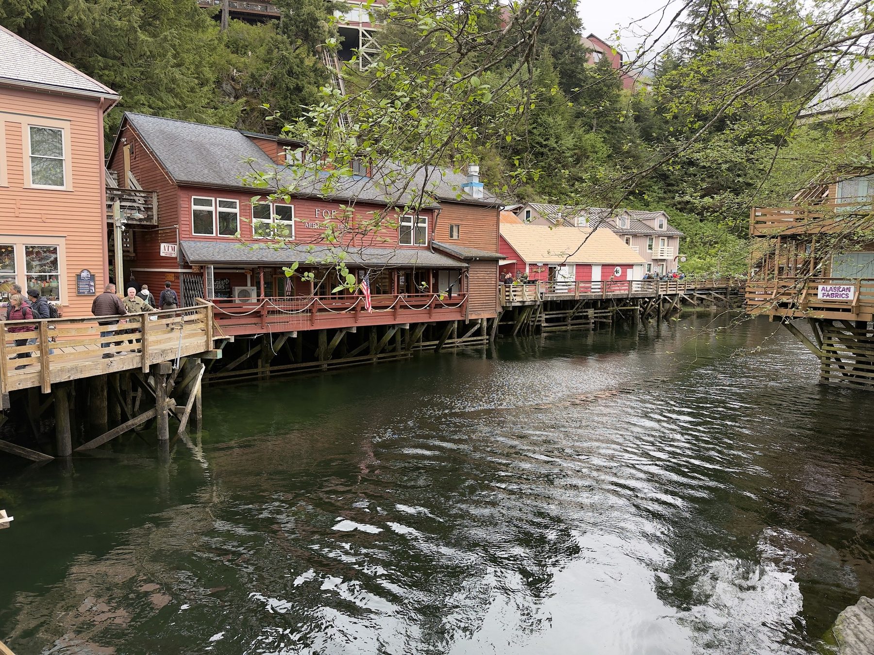 Historic Creek Street houses built on pilings over Ketchikan Creek