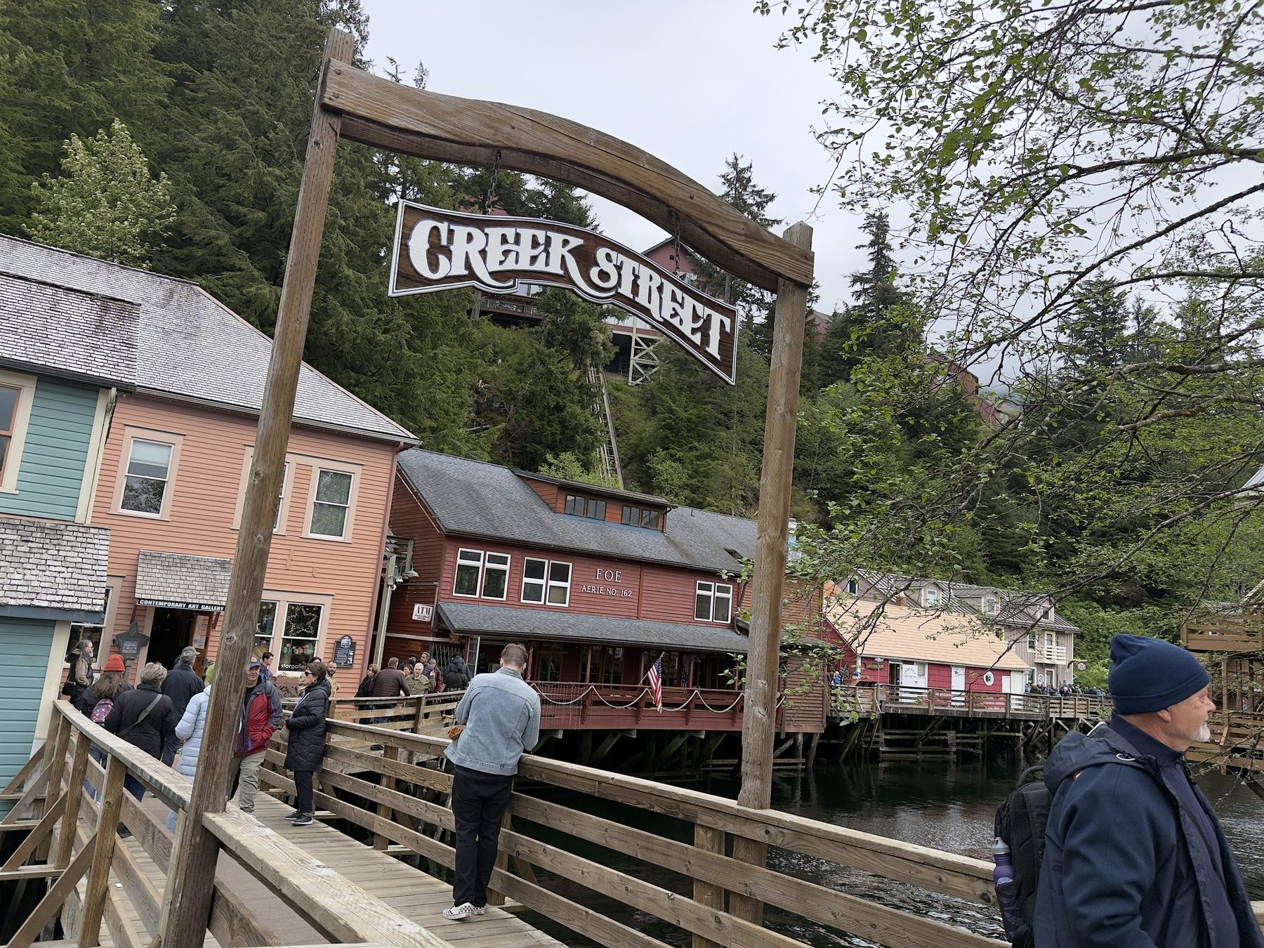 The Creek Street sign on the boardwalk in Ketchikan