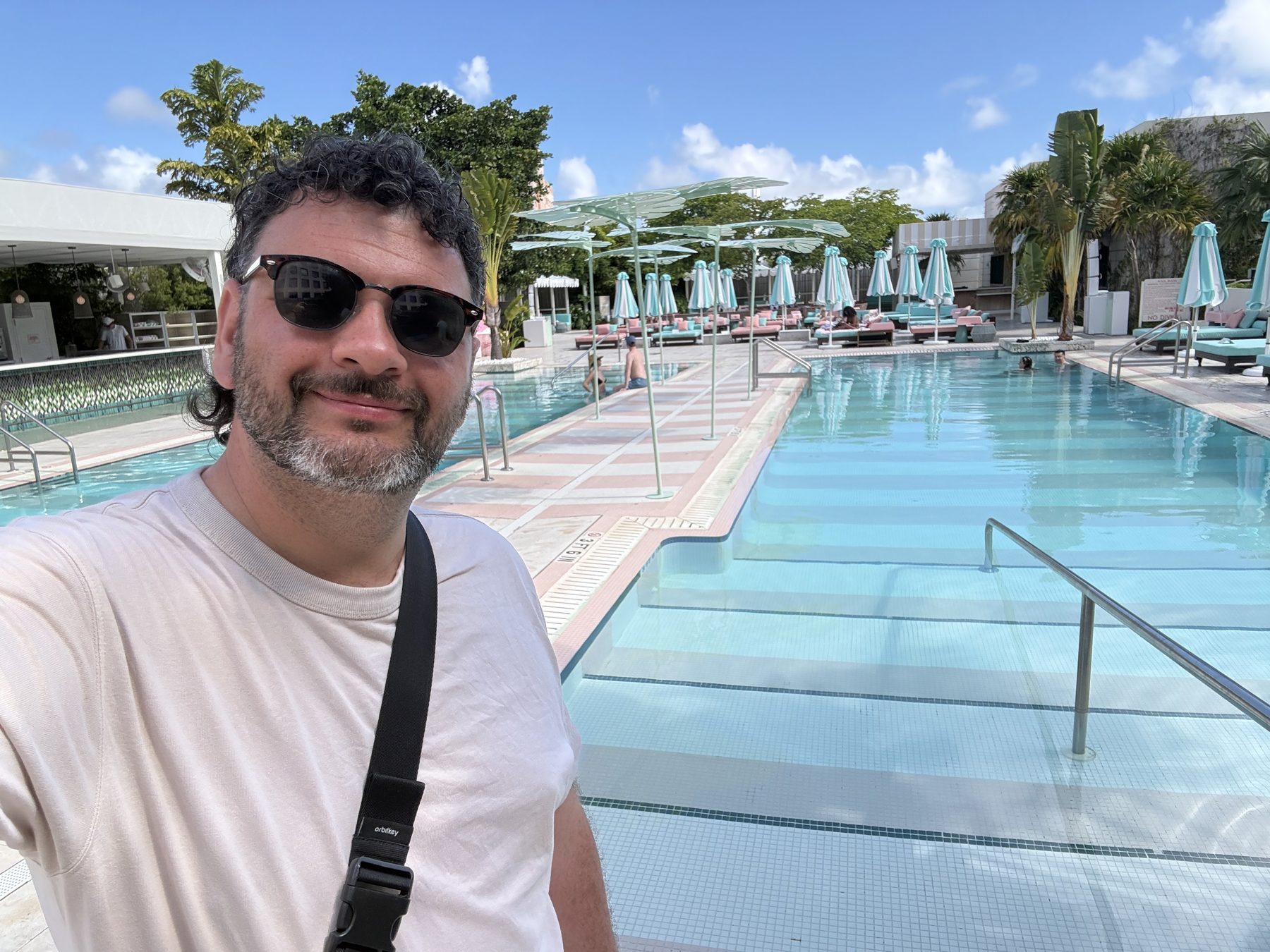 Kieran by the pool at The Goodtime Hotel, Miami Beach