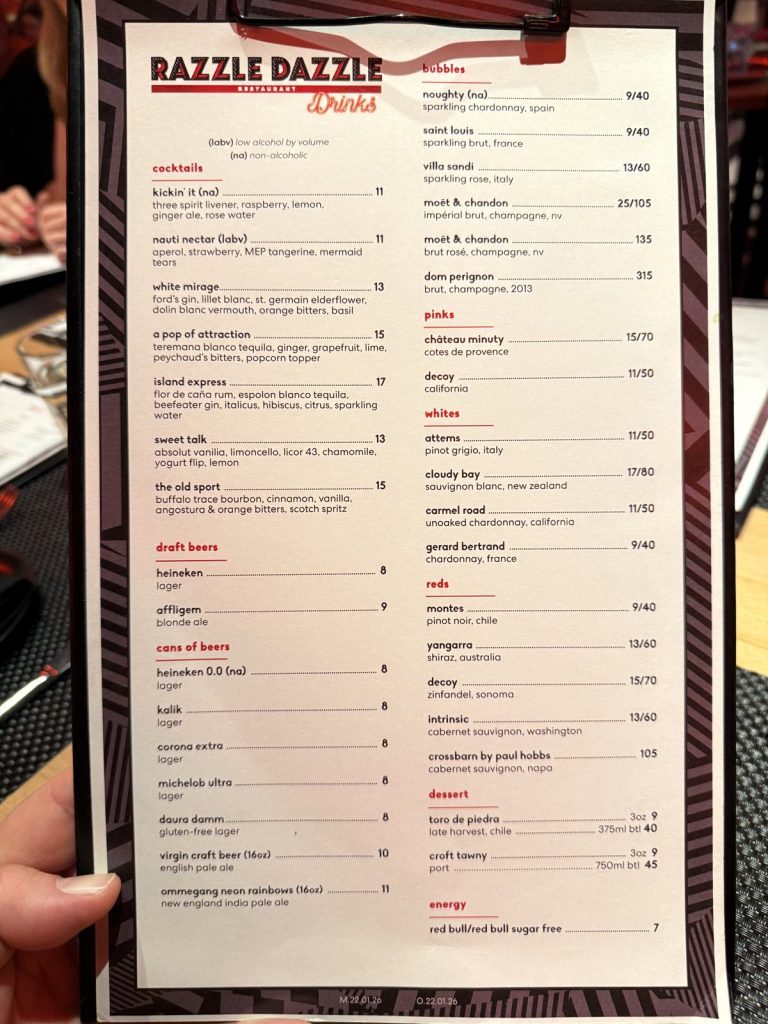 Resilient Lady Razzle Dazzle Drinks Menu (April 2026)