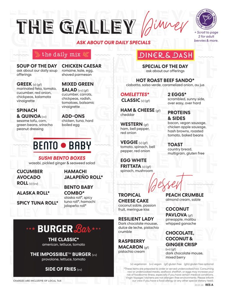Resilient Lady The Galley Dinner Menu (April 2026)