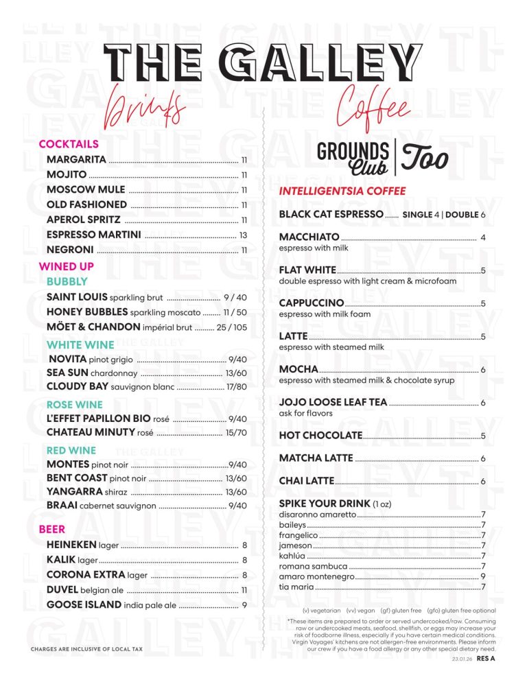 Resilient Lady The Galley Drinks Menu (April 2026)