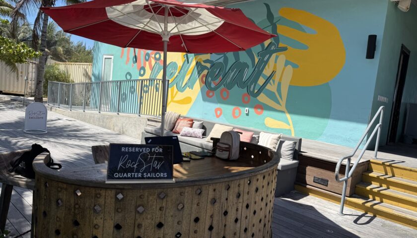 The RockStar Quarter bar, reserved for RockStar Quarter Sailors, at Bimini