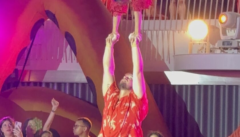 Acrobats performing at Scarlet Night on Resilient Lady