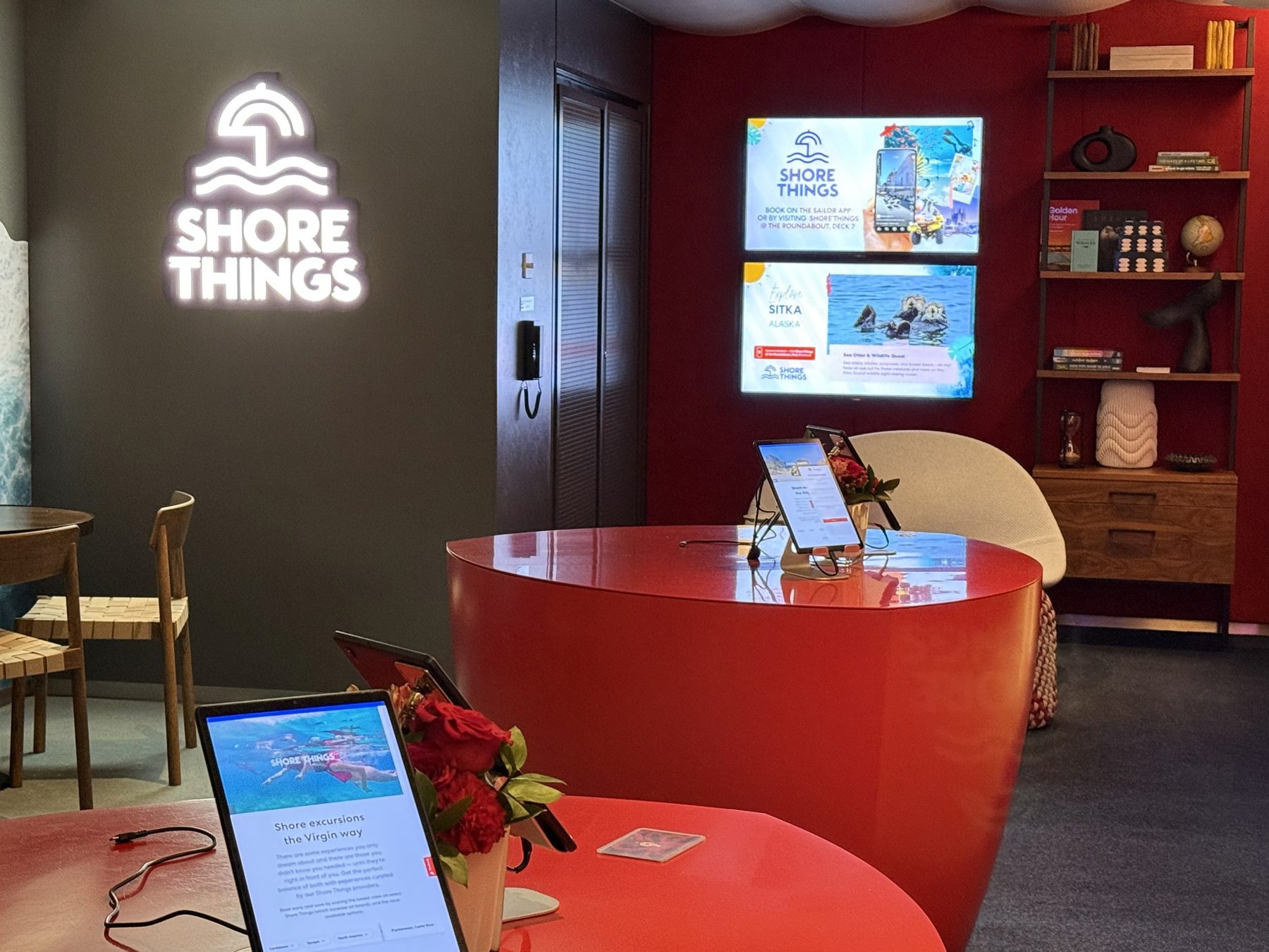 The Shore Things desk on board Brilliant Lady