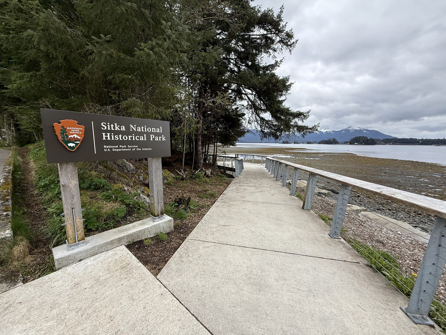 The waterfront path into Sitka National Historical Park
