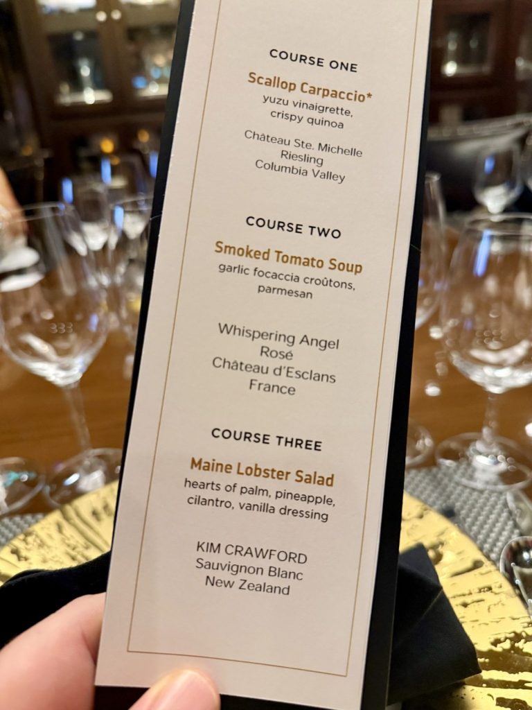 Spectrum Of The Seas Chefs Table Menu 1 (October 2025)