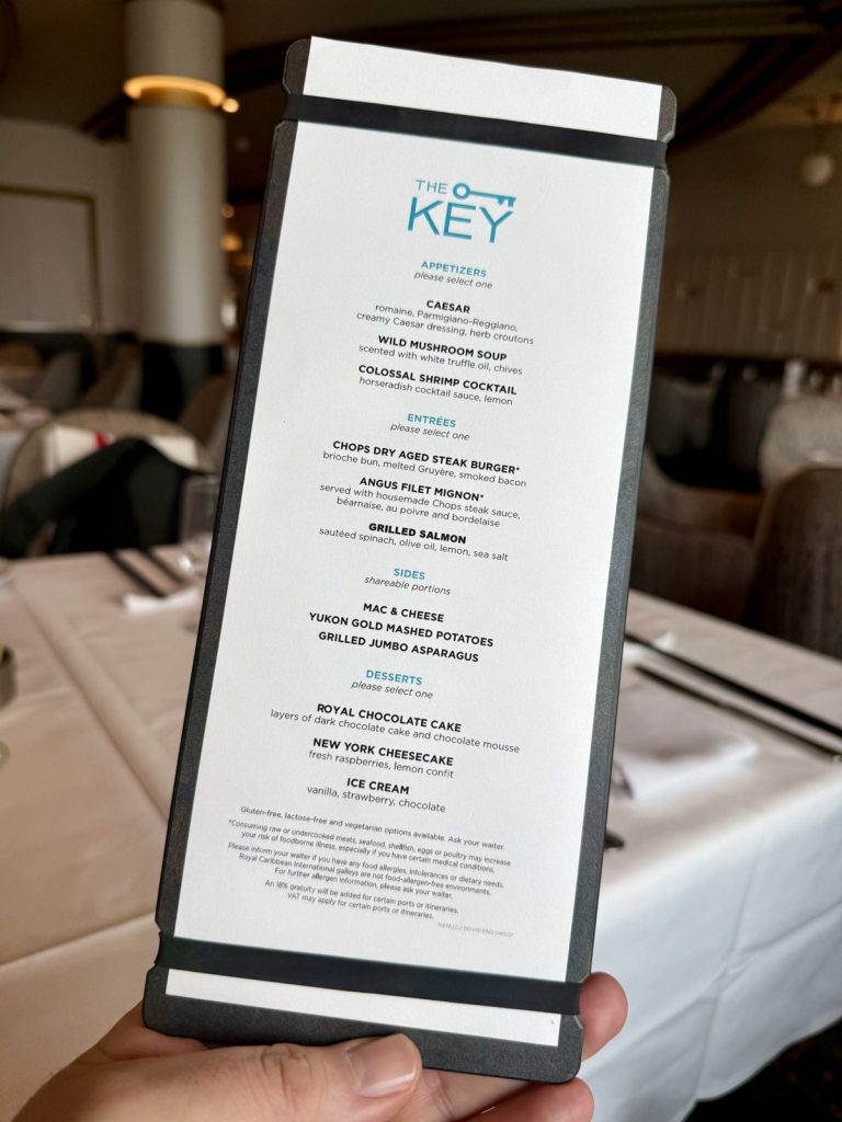 Spectrum Of The Seas The Key Embarkation Lunch Menu (October 2025)