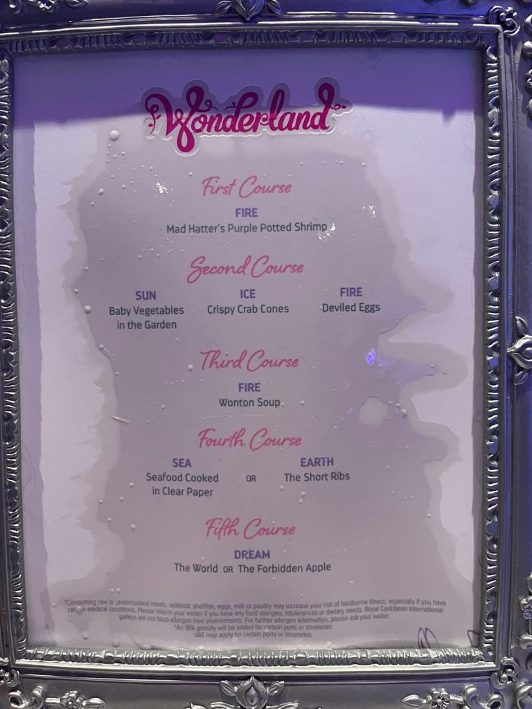 Spectrum Of The Seas Wonderland Menu Revealed (October 2025)