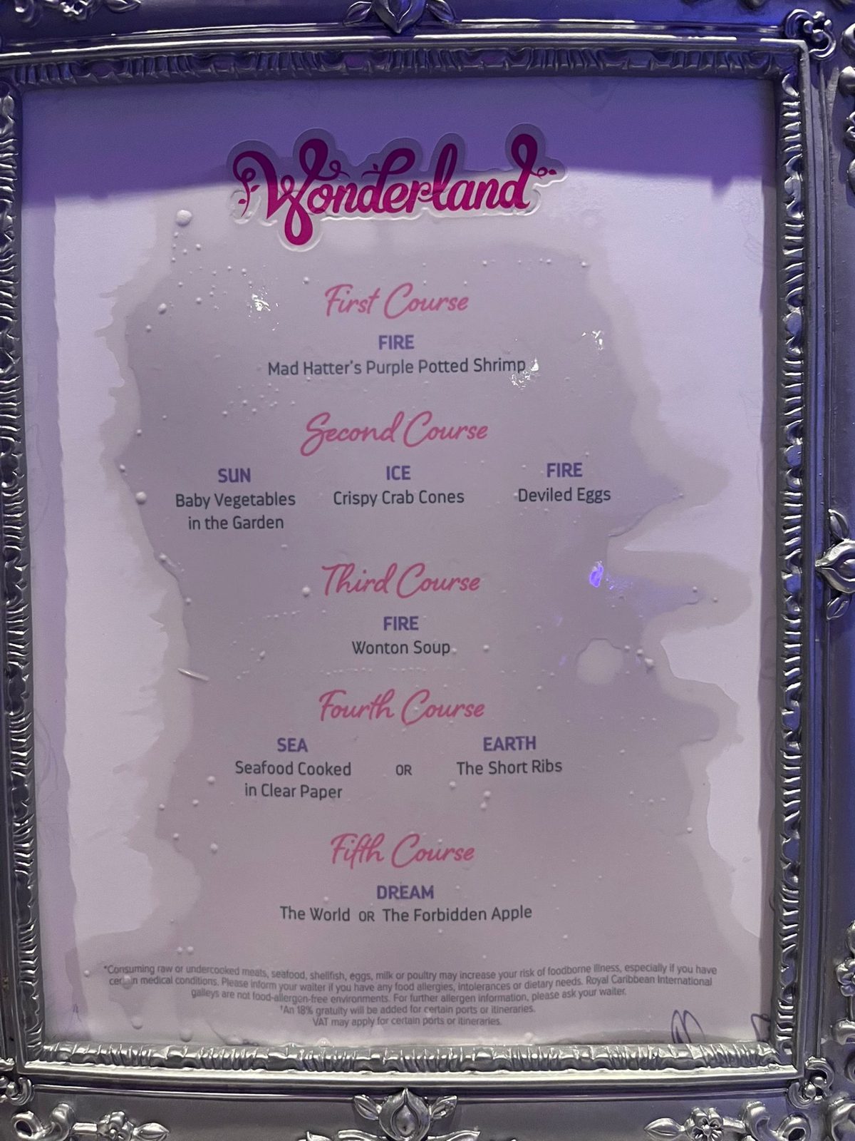 Spectrum Of The Seas Wonderland Menu Revealed (October 2025)