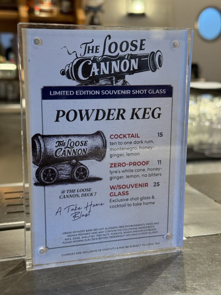 Valiant Lady The Loose Cannon Powder Keg souvenir shot, August 2026