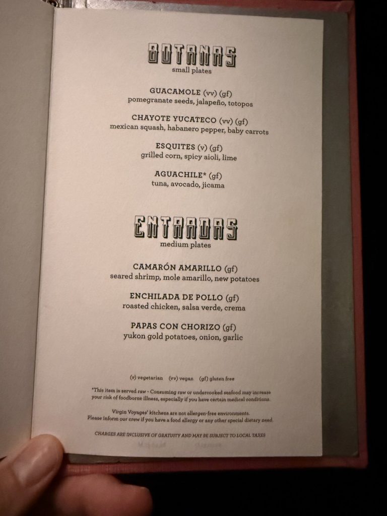 Valiant Lady Pink Agave food menu botanas entradas, August 2026