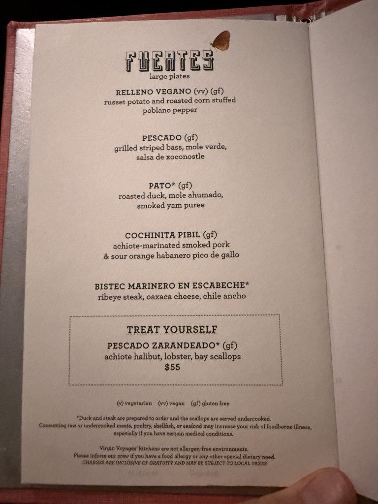 Valiant Lady Pink Agave food menu fuertes, August 2026