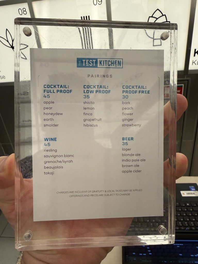 Valiant Lady The Test Kitchen pairings menu 2, August 2026