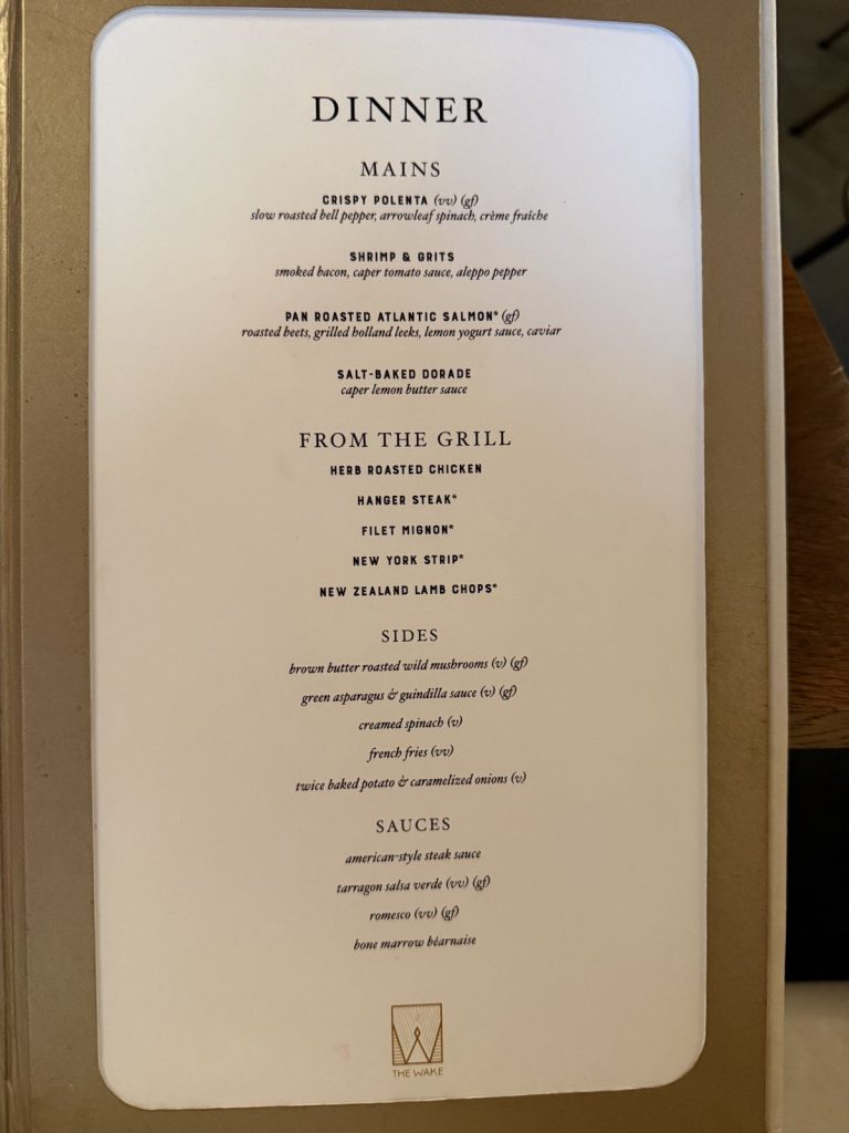 Valiant Lady The Wake new dinner menu mains grill sides, August 2026