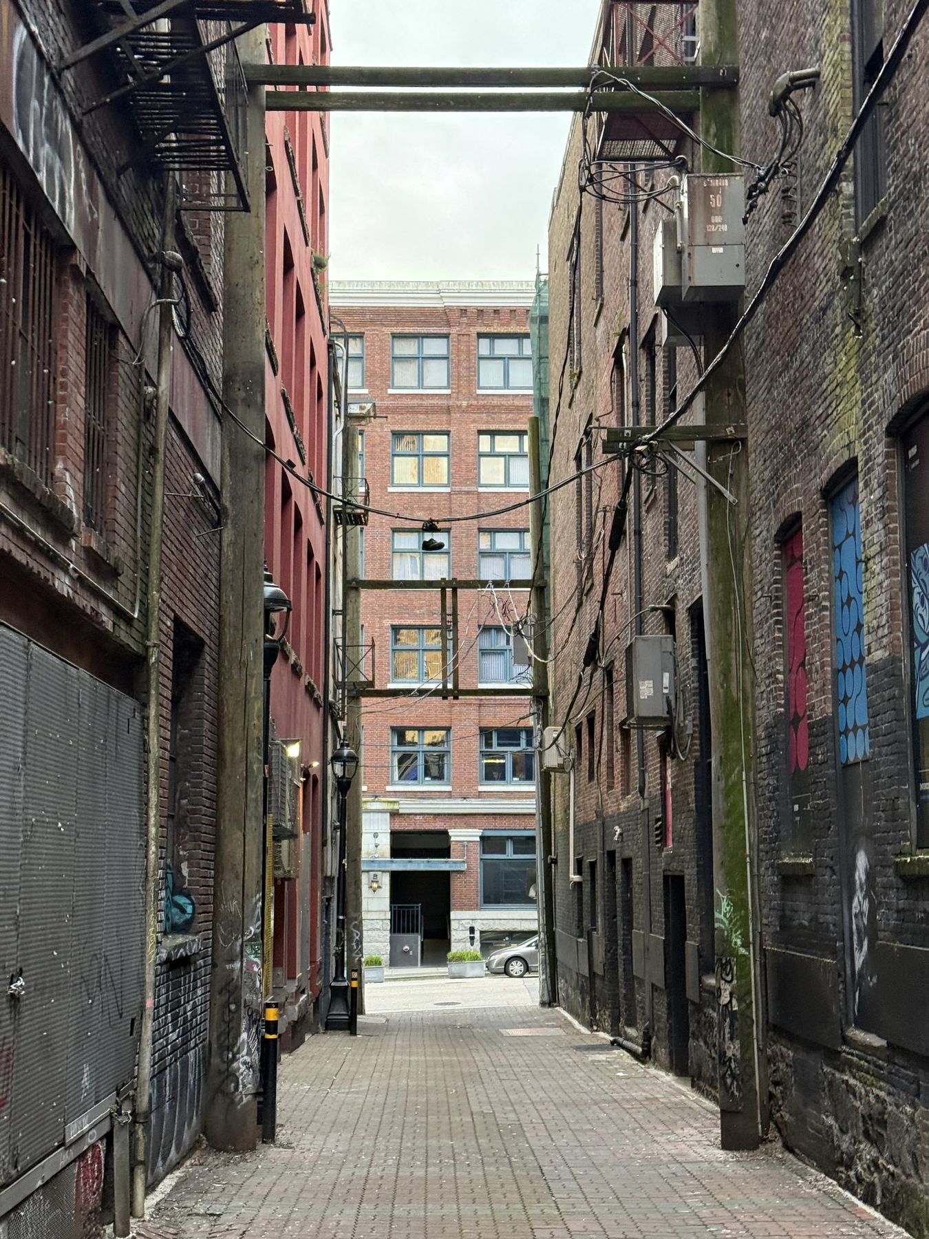 A brick-lined alley in Gastown, Vancouver