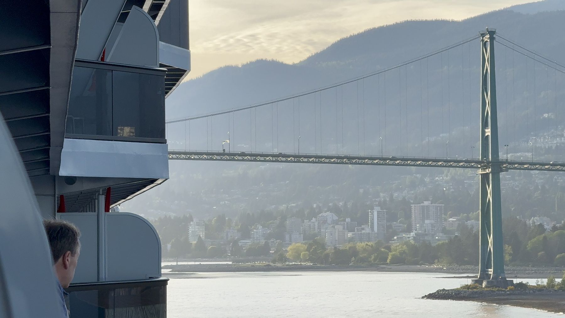 Sailing towards the Lions Gate Bridge leaving Vancouver