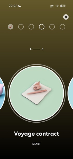 Virgin Voyages app check-in step 4, voyage contract