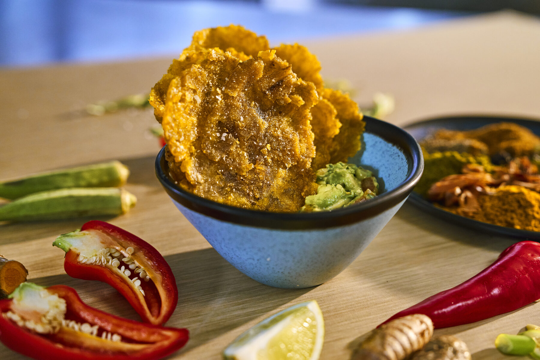 Tostones with guacamole, coriander and serrano pepper from the new Beach Club at Bimini menu