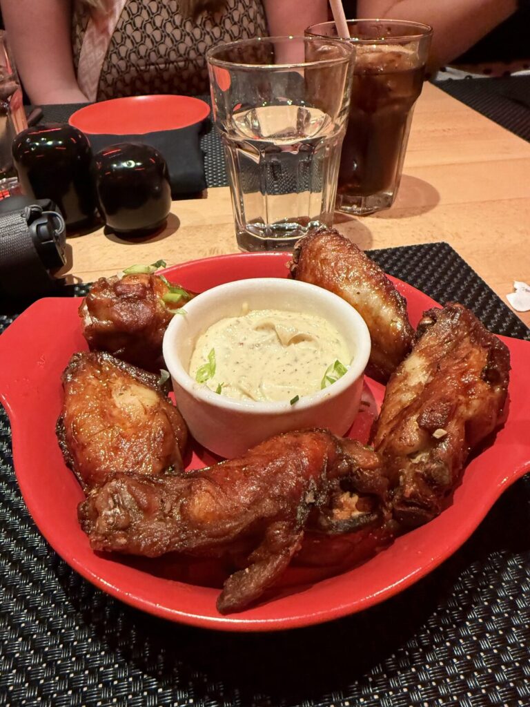 Chicken with dip at Razzle Dazzle on Resilient Lady
