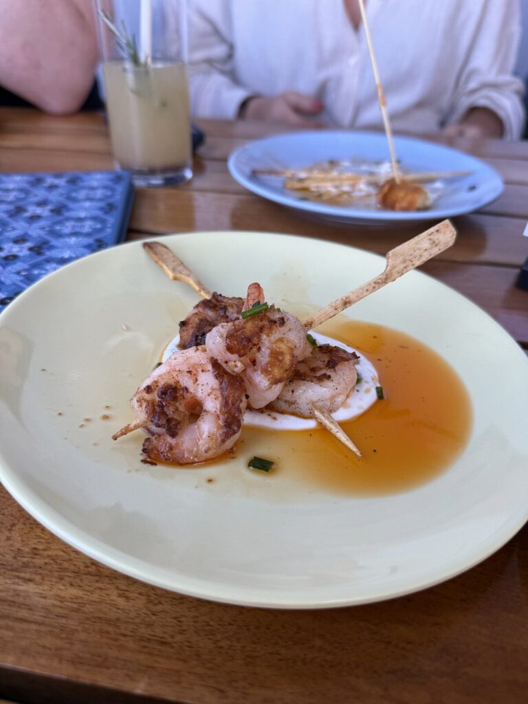 Grilled shrimp at The Dock House on Resilient Lady