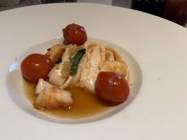 Tasting course with tomato at The Test Kitchen on Valiant Lady