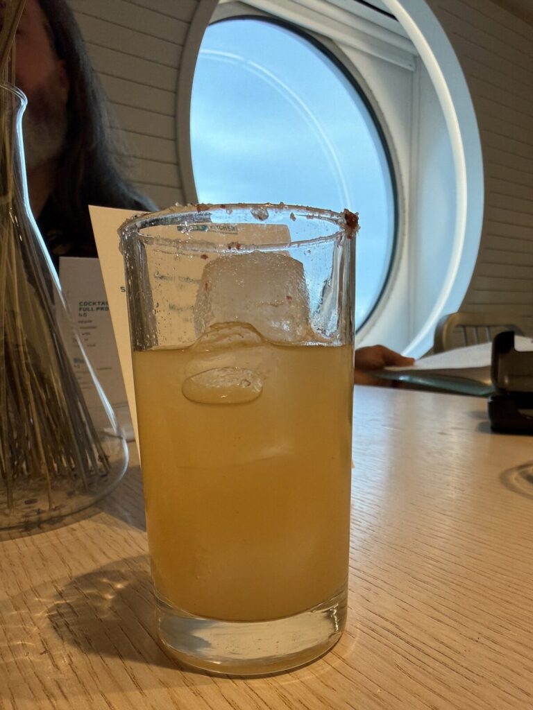 Paired drink at The Test Kitchen on Valiant Lady